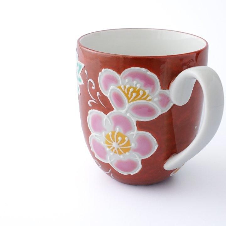 マグカップ 赤地花盛/相川志保