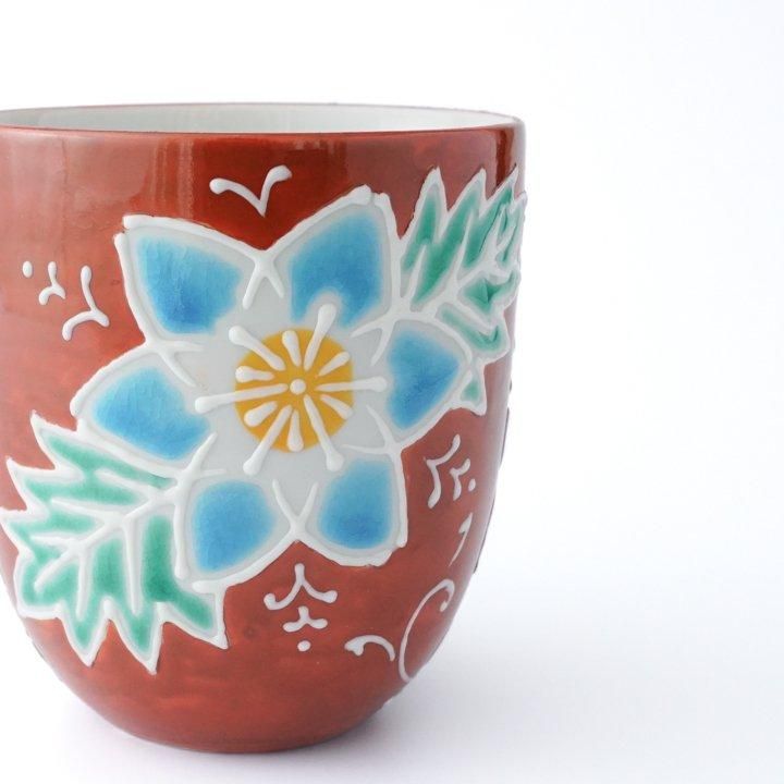 マグカップ 赤地花盛/相川志保