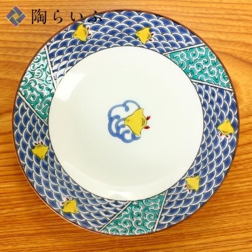 九谷焼 青手 青九谷 兎 黒兎 白兎 青海波 大皿 飾り皿 鑑賞皿