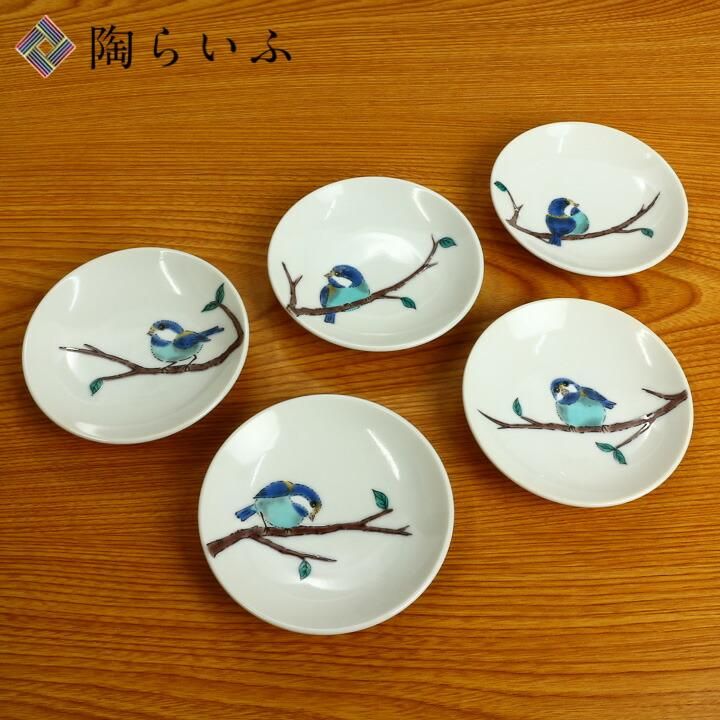 3号皿揃 山雀/青郊窯