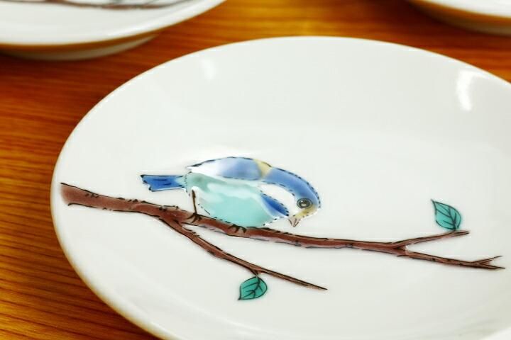 3号皿揃 山雀/青郊窯