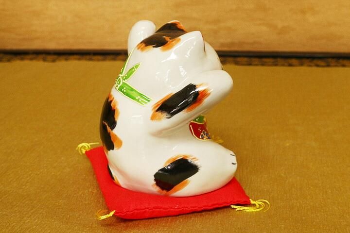 招き猫 九谷焼手書きお願い三毛猫5.2号高さ16cm 招き猫 九谷焼手書きお願い三毛猫5.2号高さ16cm