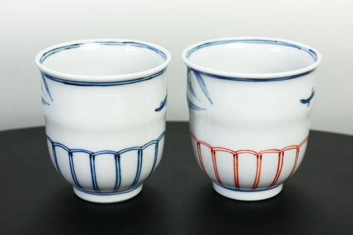 宮内庁御用達 長左窯 割取果実文 組飯碗・組湯呑セット 九谷焼作家