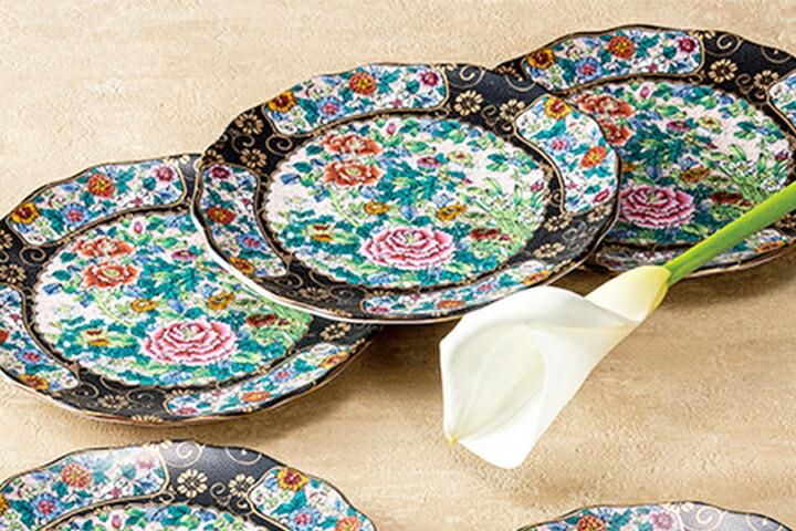 九谷焼の小皿６枚 九谷焼 日本の伝統工芸品【九谷焼】《限定品》 4号皿(6P) 名品六選 FS