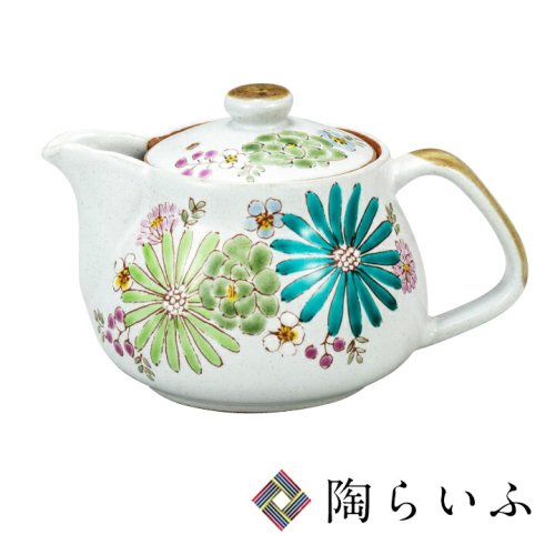 九谷焼いわたや 九谷焼ポット急須(茶こし網付)花唐草紋 櫻井千絵作 K7-554-