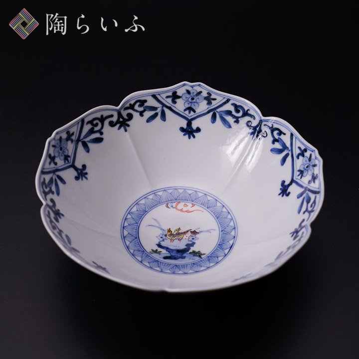 宮内庁御用窯】中鉢（さくら型）天啓色絵吉祥文/山本長左 - 和食器の通販なら九谷焼専門店の陶らいふ