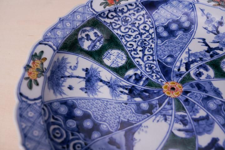 宮内庁御用窯】9号盛皿 色絵祥瑞/山本長左 （木箱入り） - 和食器の