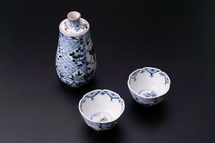 宮内庁御用窯】酒器 天啓色絵吉祥文/山本長左 （木箱入り） - 和食器の