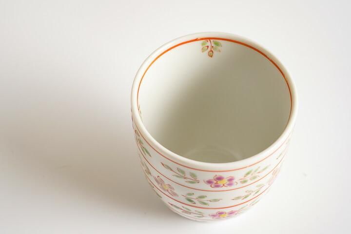 湯呑 赤小花/色絵九谷 遊