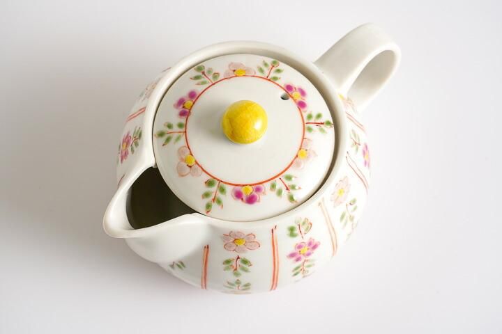 ポット急須 赤小花/色絵九谷 遊