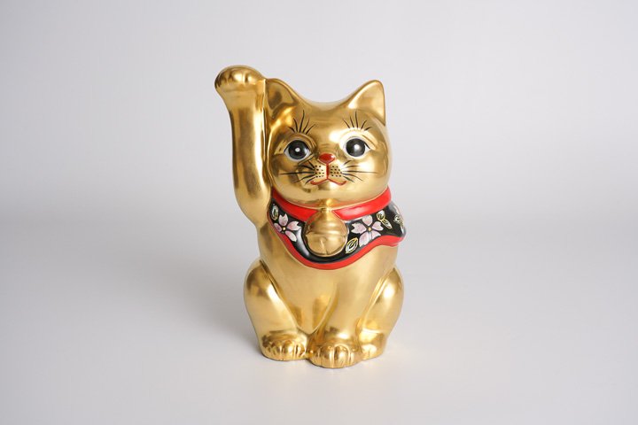 金彩招き猫豆皿飾り　梅紋様   招き猫