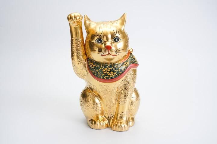 九谷焼    招き猫   赤盛10号  約31cm   座布団＆箱付き   美品 it-maruyone003-4.jpg