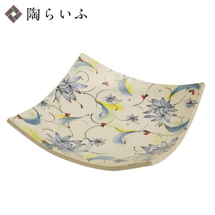 7号スクエアプレート 彩華 青/虚空蔵窯 贈り物 九谷焼スクエアプレート 虚空蔵窯 食器