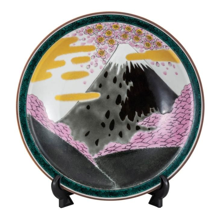 10号飾皿 桜富士(皿立付) 10号飾皿 桜富士(皿立付)