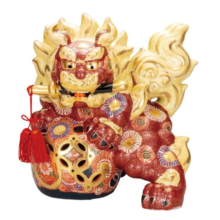 10号立獅子.盛　九谷焼 10号剣獅子 盛（房付）
