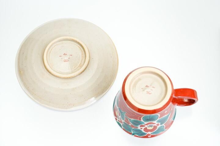 カップ&ソーサー 色絵無双椿 赤/虚空蔵窯