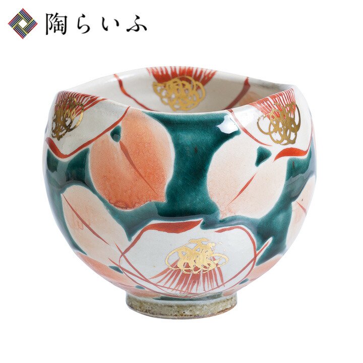 新品 九谷焼 抹茶碗 釉彩花 - 食器