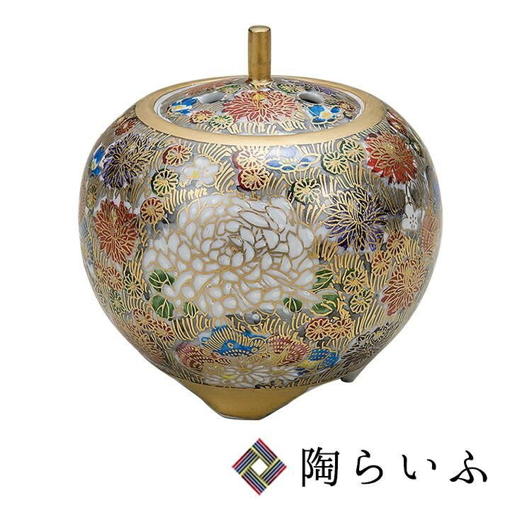 九谷焼  香炉  金彩都絵新品