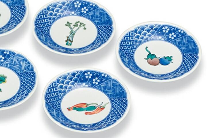 4.6号皿揃 野菜絵変わり