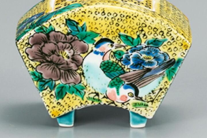 九谷焼 吉田屋風花詰 香炉 2.5号香炉 吉田屋風花鳥