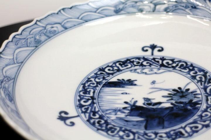 未使用保管✨九谷焼 長左窯 青華蓮文 7号盛皿 宮内庁御用達✨中皿 皿 山本長左 未使用保管✨九谷焼 長左窯 青華蓮文 7号盛皿 宮内庁御用達✨中