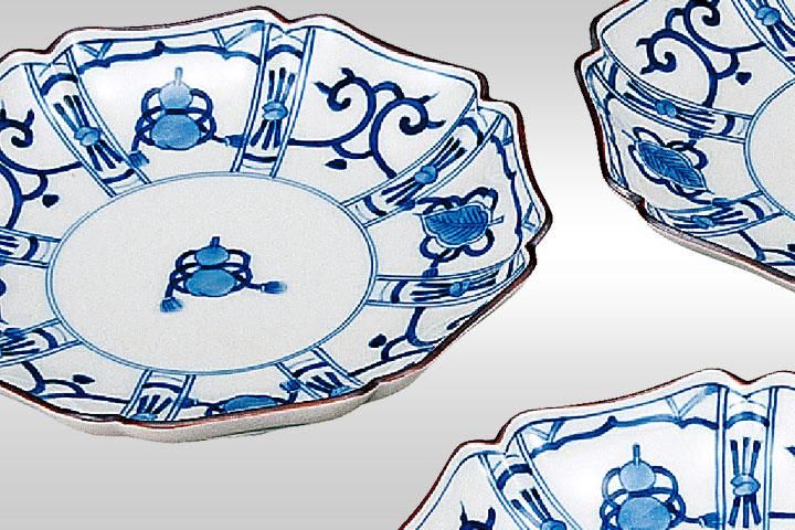 6号皿揃・染付宝尽くし