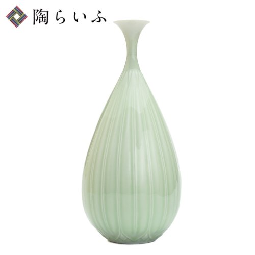 黄磁釉 花瓶（連弁）大/妙泉陶房