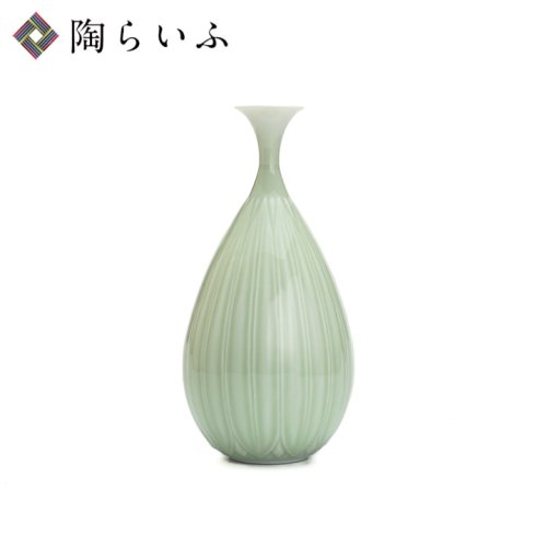 黄磁釉 花瓶（連弁）小/妙泉陶房