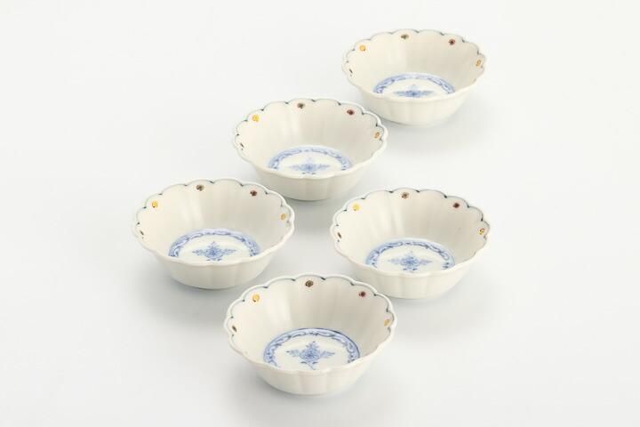 【希少】九谷焼　銀泉窯　三浦晃禎　小鉢　5個セット 希少】九谷焼銀泉窯三浦晃禎小鉢5個セット