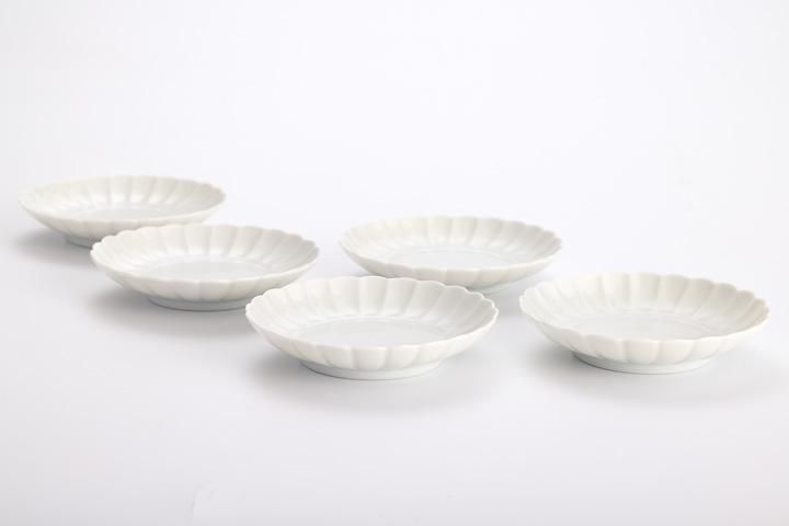 白磁 菊型皿 5枚セット/妙泉陶房
