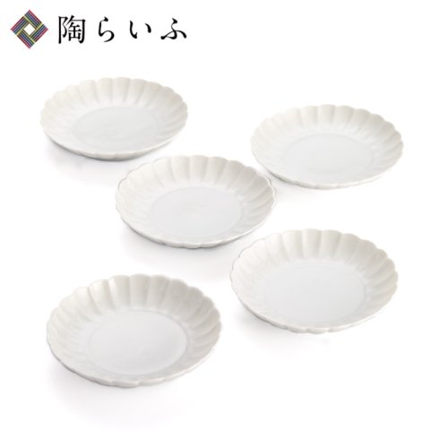 白磁 菊型皿 5枚セット/妙泉陶房