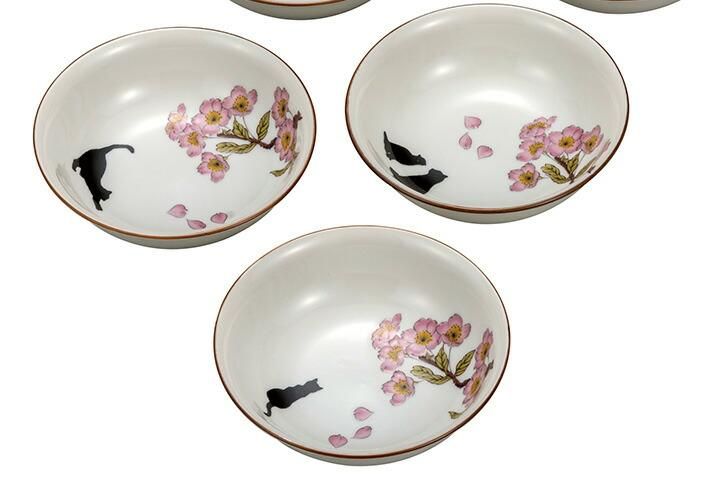 4.5号小鉢揃 桜とねこ