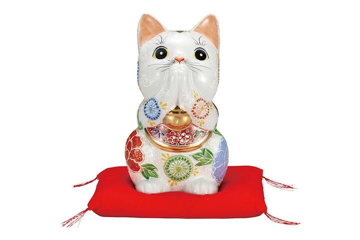 6号お祈り猫 白盛 使う 贈る 九谷焼専門店 陶らいふ