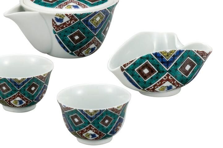 九谷焼　龍峰窯　古九谷手水会文酒器揃 九谷焼 龍峰窯 古九谷手水会文酒器揃