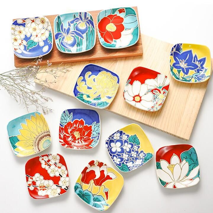 九谷焼　陶賀　銘々皿　四季12カ月 九谷焼 陶賀 銘々皿 四季12カ月