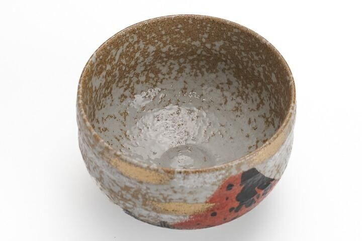 赤楽 富士山模様 抹茶茶碗 木箱付きA395 赤楽 富士山模様 抹茶茶碗 木箱付きA395