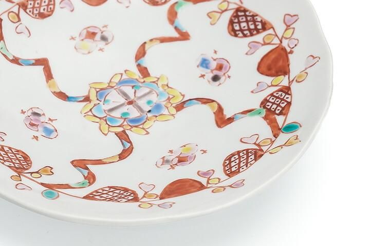 三つ足皿 花盛/銀舟窯