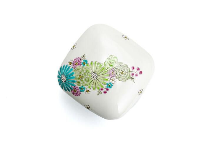 二段重 華 グリーン/色絵九谷 遊