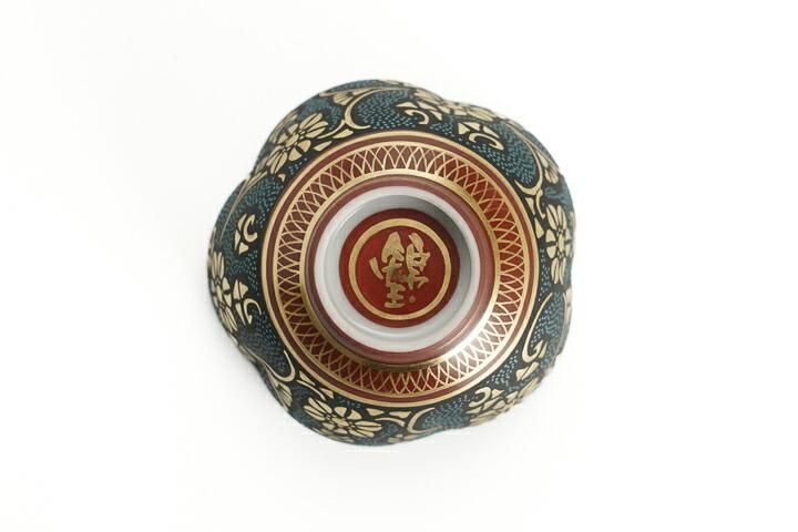 限定品】梅形酒盃 盛金鉄線青粒 月下桜/仲田錦玉