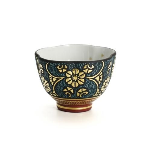 仲田錦玉作 金箔酒杯 楽天市場】仲田錦玉 九谷焼酒盃 渦打青粒盛金宝相華唐草 月に桜