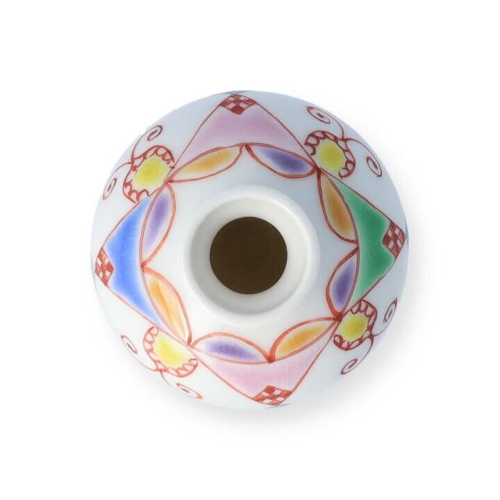 【九谷焼】花生 小つぼ花生 三色花 / 銀舟窯