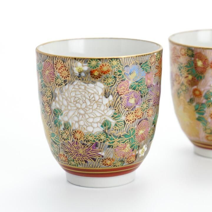 【未使用・真山造】九谷焼 金彩花詰 茶器セット｜急須＆湯呑み7点揃い 共箱付き 未使用・真山造】九谷焼 金彩花詰 茶器セット｜急須＆湯呑み7点