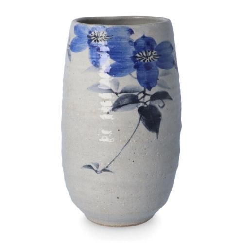 九谷焼　波模様　陶磁器　花瓶　シンプル 九谷焼 波模様 陶磁器 花瓶 シンプル