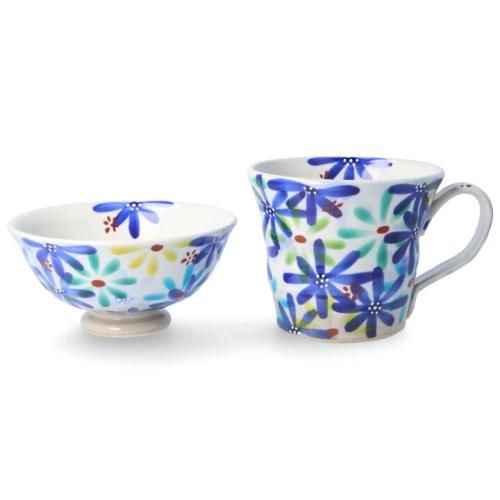 九谷焼 新品 中皿4枚 飯碗大2個 飯碗小2個 マグカップ2
