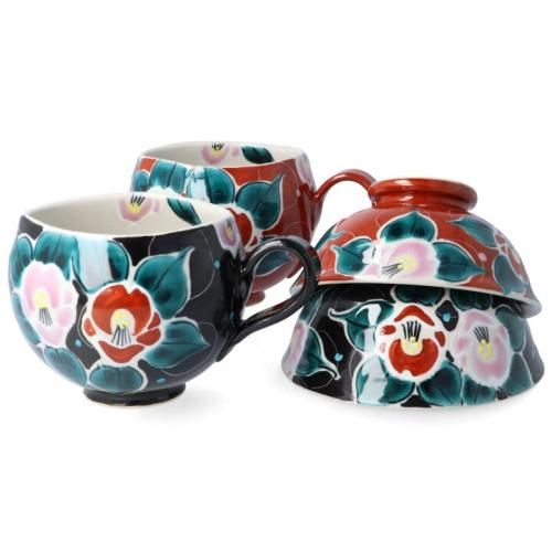 九谷焼　新品　中皿4枚　飯碗大2個　飯碗小2個　マグカップ2個　フリーカップ1個 九谷焼 新品 中皿4枚 飯碗大2個 飯碗小2個 マグカップ2個 フリー
