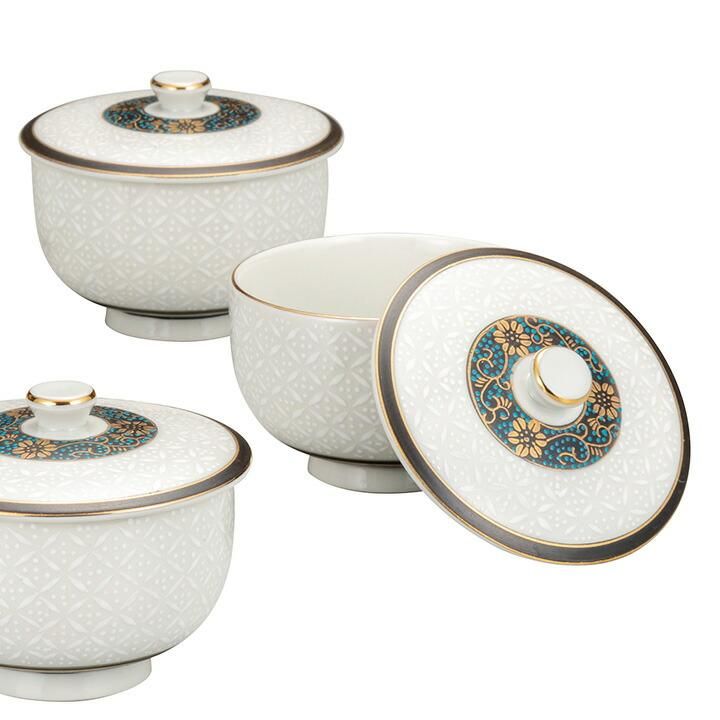 蓋付汲出揃 白七宝