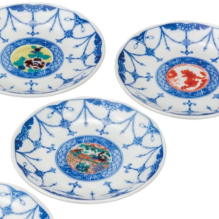 九谷焼皿 4.5号皿揃 時代絵