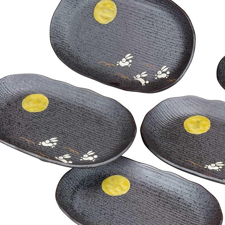 6.5号楕円皿揃 月うさぎ