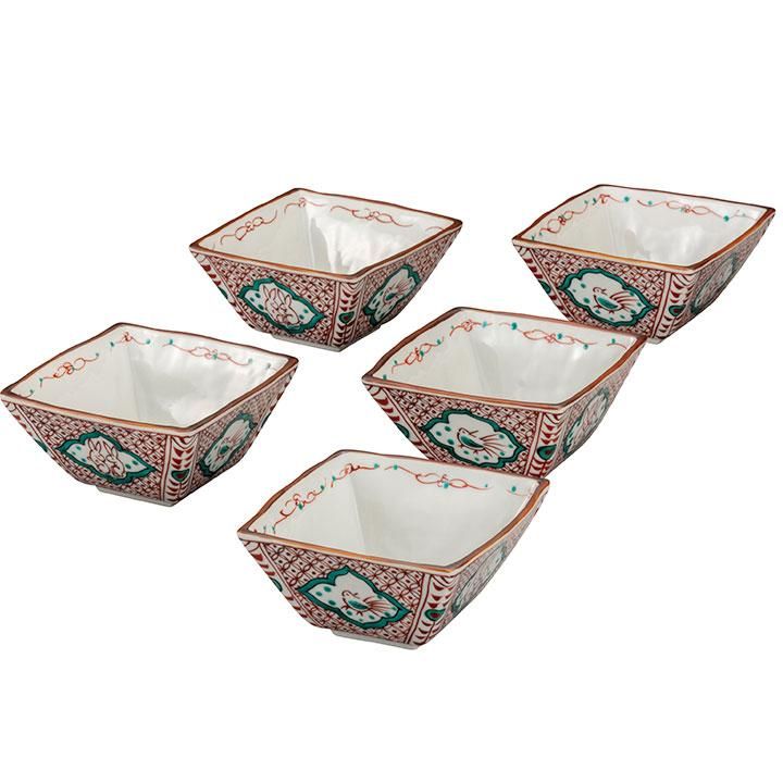 5号小鉢揃 赤絵間取