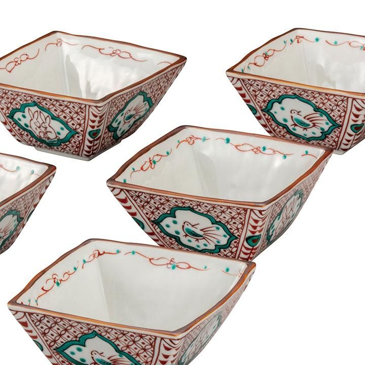 5号小鉢揃 赤絵間取